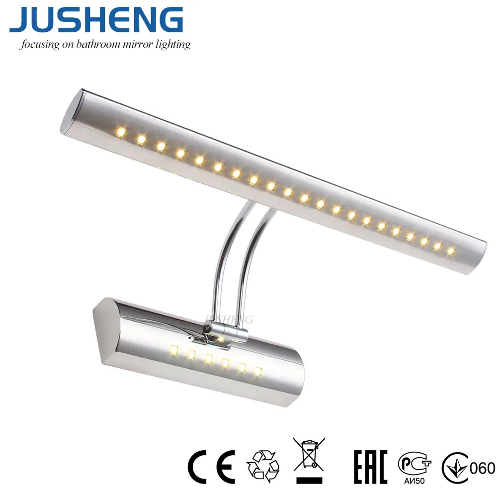 JUSHENG Vintage Indoor Wall Light with Swing arm in Bathroom Modern LED Mirror Light with switch Over Picture Lighting Fixtures