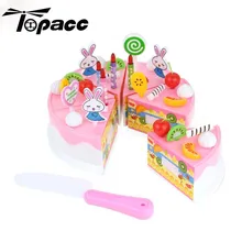 Children Simulation Cake 54Pcs Kitchen Pretend Play Birthday Cake Play Toys Miniature Fun Plastic Food Girls Kid Cutting diy simulation fruit cake birthday toys set 54pcs