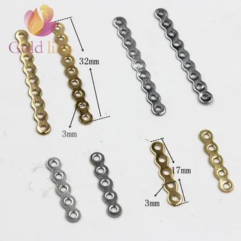 

GHRQX Rhodium Gold wave connection Spacer 5 hole 7 hole DIY metal Jewelry fittings Wholesale 100 pcs