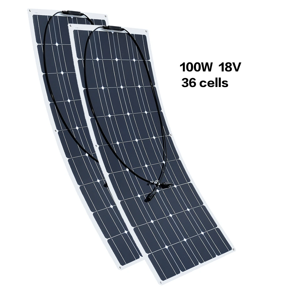 

200W 18V 1175*540*3MM Flexible Solar Panel Monocrystalline 36 Cells Efficient MC4 Connector 12V Battery RV Yacht Car Home Charge