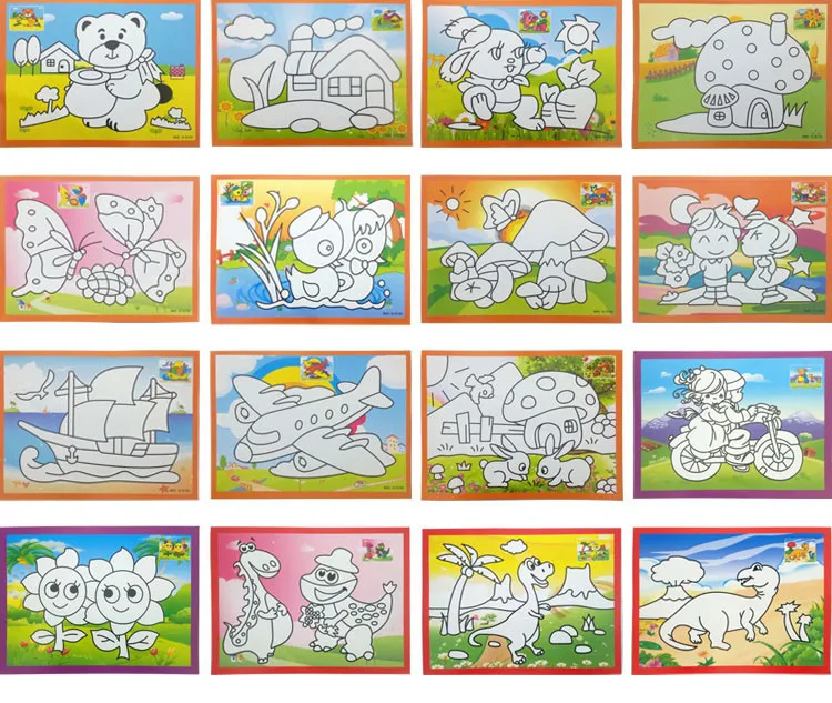 Happyxuan 10 шт./лот 12.5*17.5 см Magic Зачистка Рисование Бумага Игрушечные лошадки два-в-одном раскраска картины детей живопись обучения