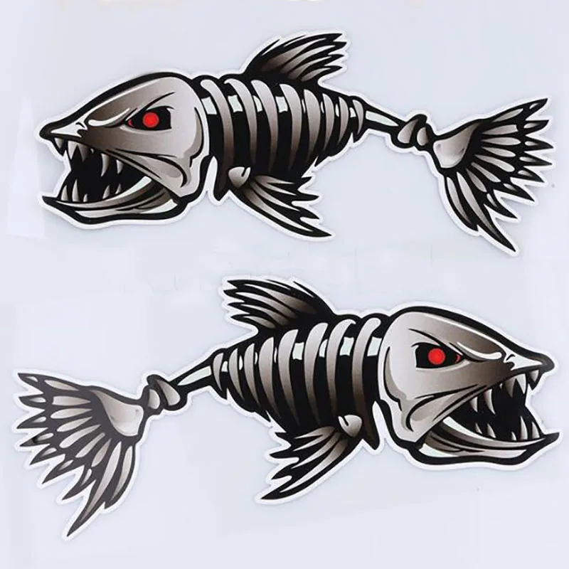 

NEUSPEED 2PCS Shark Skeleton Car Sticker Reflective Fish Car Body Cover Scratches Decals Personality Waterproof Accessories