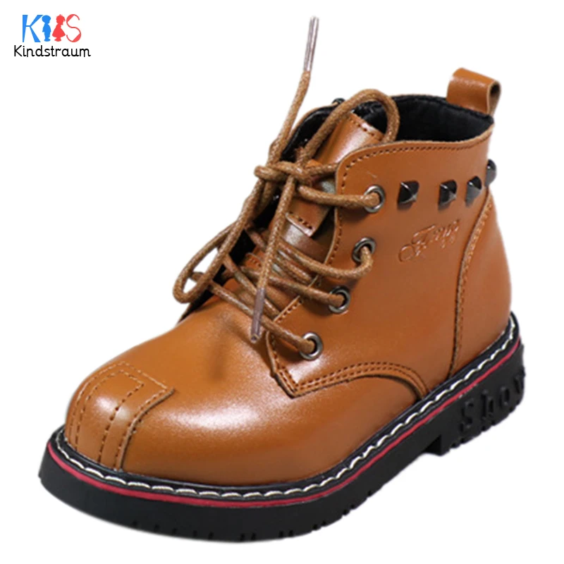 Toddler Leather Boots Kids 2018 New Design Children Rivet Martin Boots