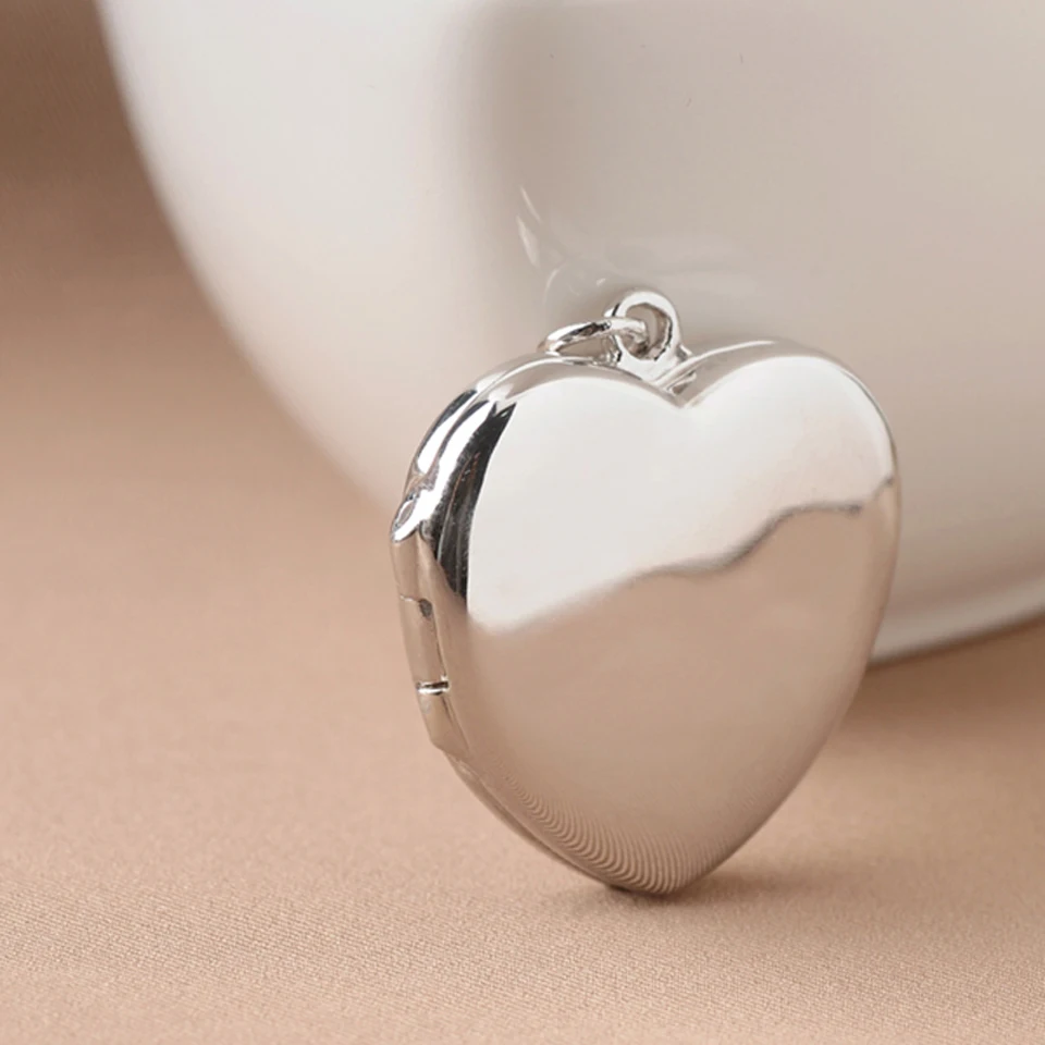 Настоящее Стерлинговое Серебро 925 в форме сердца фоторамка медальон кулон ожерелье для женщин влюбленных подарок на день Святого Валентина гравировка