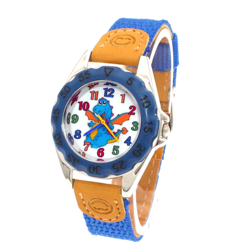 

Children Watche 5Colors High Quality Colorful Kids Children Boy Girl blue Fabric Strap Learn Time Student Wristwatch U84A