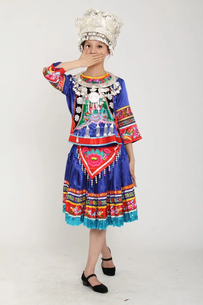 costume Подкормки ручной вышивки Мяо Серебряный одежда Танцы одежда 1035 - Цвет: costume