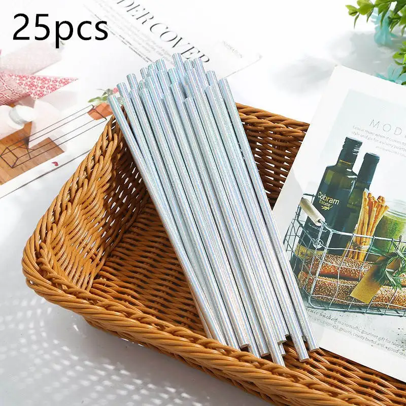 Straw 25pcs Переливающаяся бумага тарелка чашка Радужный градиент одноразовые наборы посуды для свадьбы или «нулевого дня рождения» день рождения поставки украшения - Цвет: Straw 25pcs