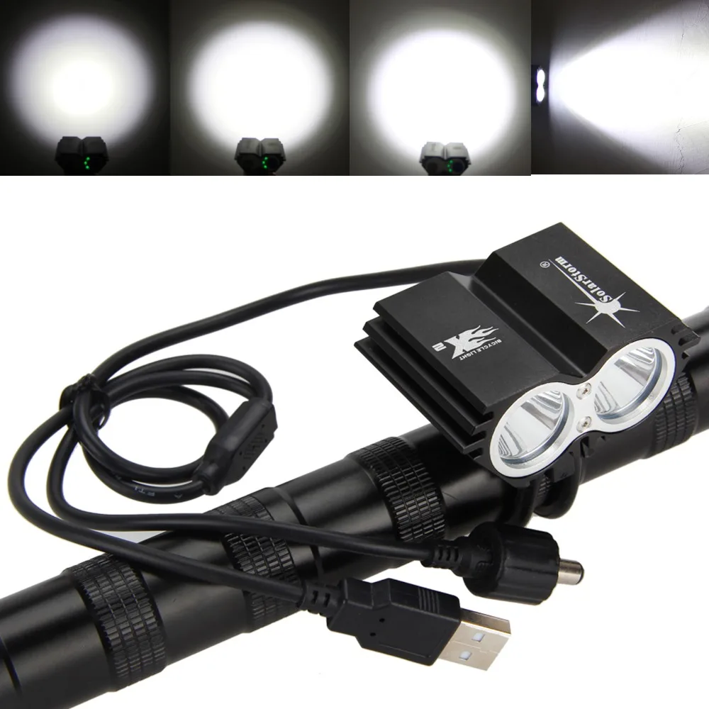 Flash Deal Waterproof Cycling Lamp 6000LM 2x XM-L T6 LED Bicycle Lights Dual Port  Head Front Bike Headlamp USB Port Torch No Battery 0