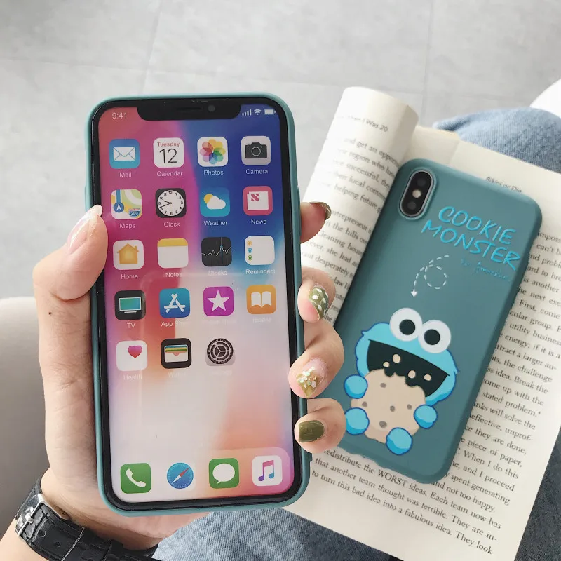 

HYSOWENDLY Elmo Cookies Monsters Phone Case for iPhone X Cute Couple Silicone Cases for iPhone 8 7 6 6s Plus Soft TPU Back Cover