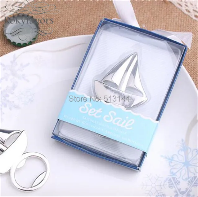1-10pc Novelty Silver Sailing Boat Metal Beer Bottle Openers Wedding Party Gift 