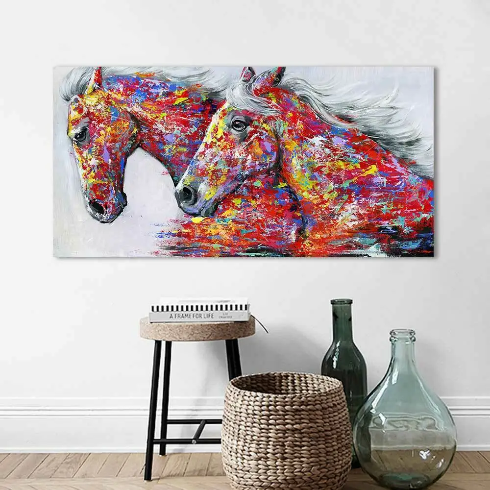 

Large 5d diy Diamond painting,colorful horses,3d mosaic Diamond Embroidery full round square rhinestones diamond pictures JS4527
