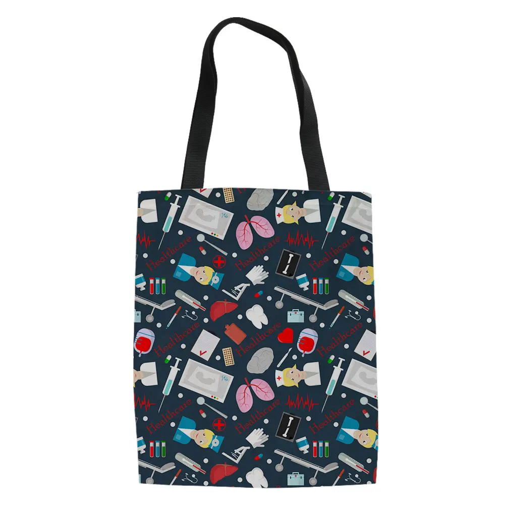 Рисунок медсестры складная сумка для похода в магазин для женщин досуг рециркуляции сумки женские охраны окружающей среды льняные мешочки