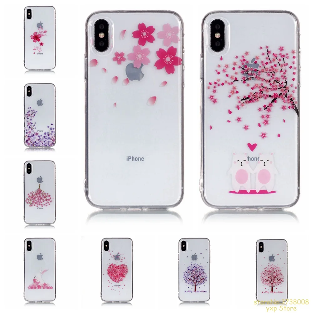 

Flower series simple style painting Soft Silicone TPU phone case For Apple iphone X cover etui kryt fundas husa tok caso coque