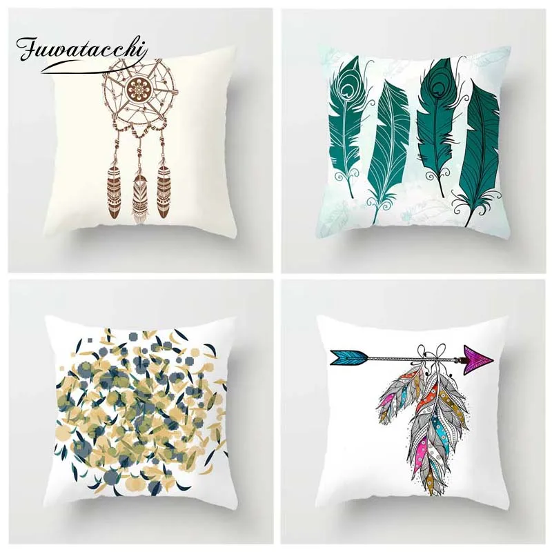 

Fuwatacchi Indian Style Printed Cushion Cover Multi Color Feather Pillow Cover Arrow Decorative Pillowcase for Home Sofa