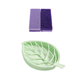 

Set of 2 Skin Foot Clean Scruber Scrub Pumice Stone Dead Skin Remover Tools with Hollow Dampproof Storage Box Set