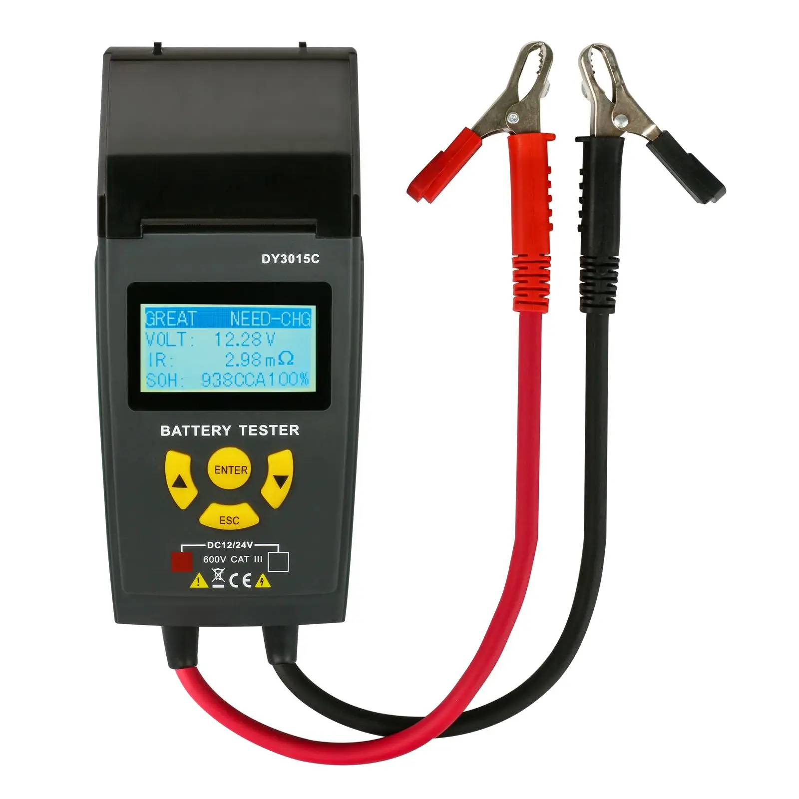 

12V/24V Battery Quick Tester, Lead-acid Battery Analyzer CCA IEC EN DIN JIS Integrated Printer Diagnostic Tool with Suitcase