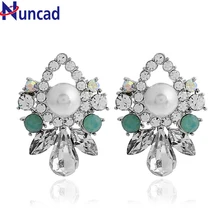 New Colorful Flower Big Brand Design Luxury Starburst Crystal Stud Gem Statement Earrings Jewelry for Women