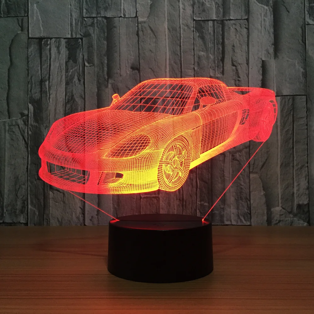 Гоночный автомобиль купе с двумя дверями спортивный автомобиль Ferrari 3D визуальная иллюзия Лампа детский Ночной светильник Стильный автомобильный светильник - Испускаемый цвет: Color Changeable