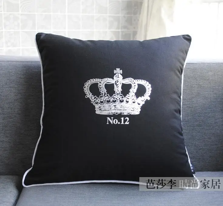 

Black white Crown pillow cushion covers for car home decorative pillow Sofa bed cushions