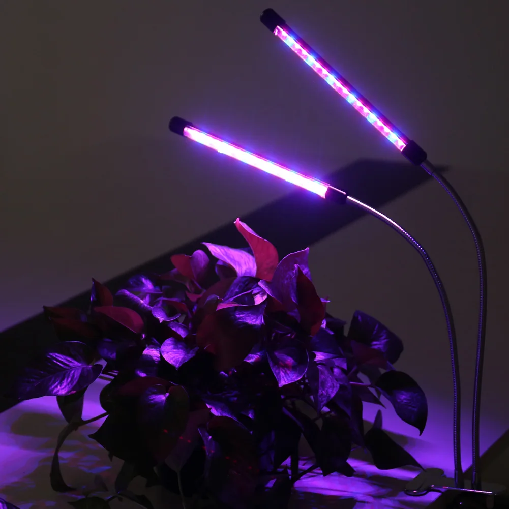 

18W Dual Head Plant Grow Light With Clip Timing Flexible Gooseneck 36 LEDs Lamp for Plants Flower DAG-ship