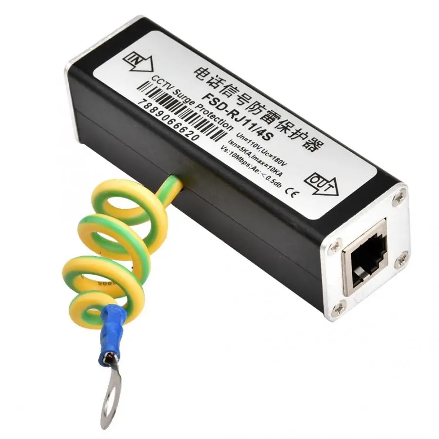 

RJ11 Telephone Fax Surge Protector Lighting Thunder Arrester Protection Device 110V Hot