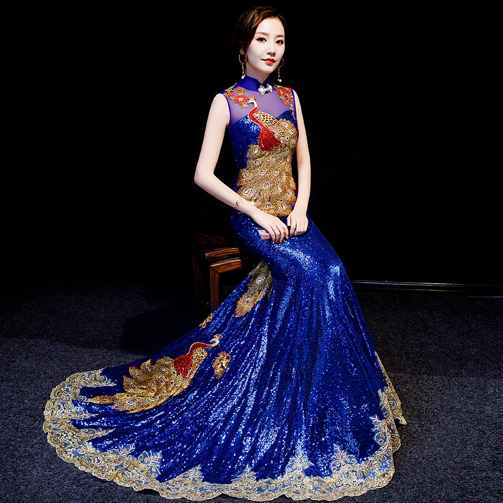 royal blue chinese dress