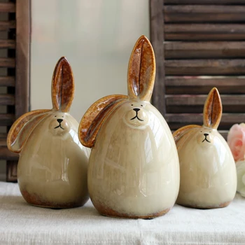 

3PCS/SET Ceramic Rabbit Money Box Cute Piggy Bank Furnishing articles Home Decoration