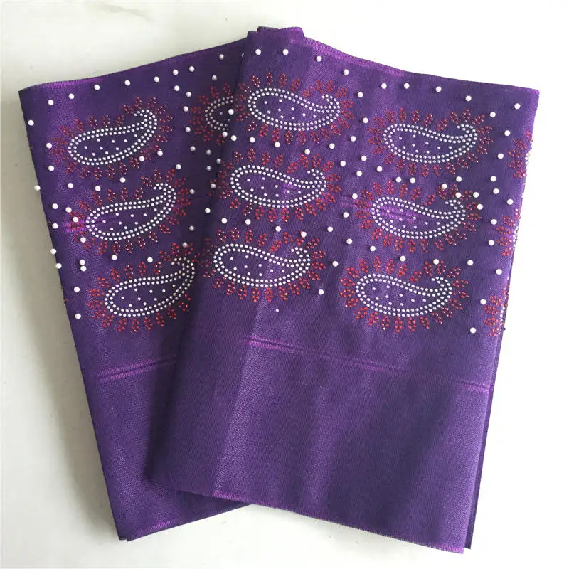 

Nigerian Women 's Aso Oke Headtie ASO OKE WITH STONES AND BEADS 2 PCS Traditional Aso Oke For Engagement/Wedding 30