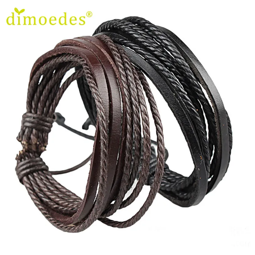 Best seller High Quality Diomedes Fashion Men Women Wrap Leather Bracelets bangles Braided Rope Enrole pulseiras de couro Apr18