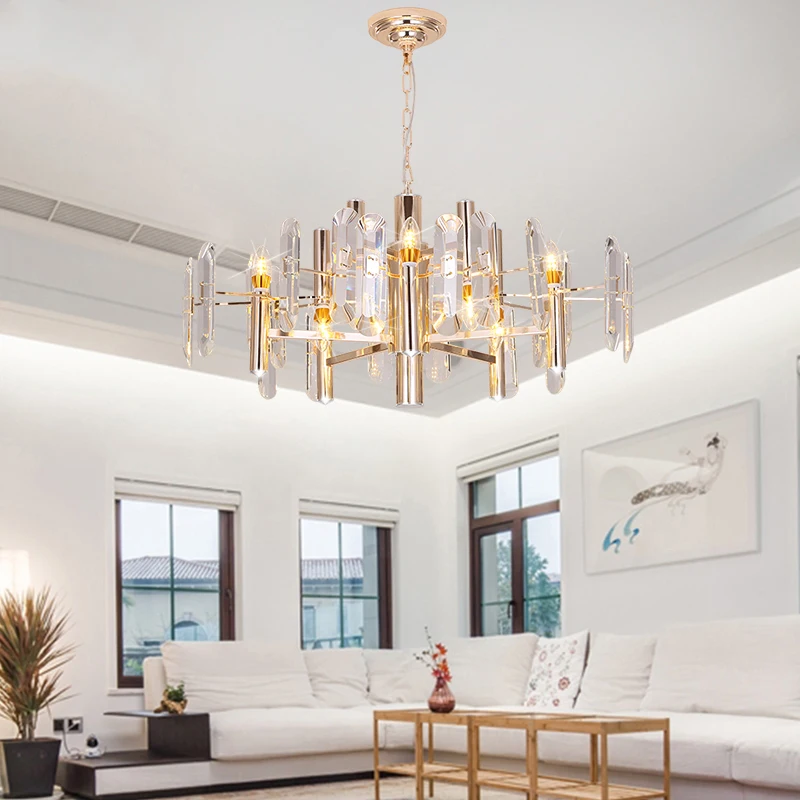 

Modern Crystal Chandelier For Living Room Gold LED Lustres De Cristal Home Decoration Hanging Lighting Fixtures