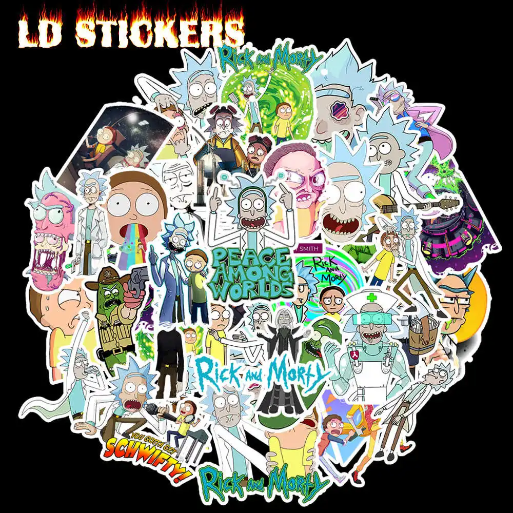 35 قطعة ريك و Morty الكرتون ملصقات للماء لأجهزة الكمبيوتر المحمول الأمتعة لوح التزلج دراجة نارية صائق لعبة ملصقات