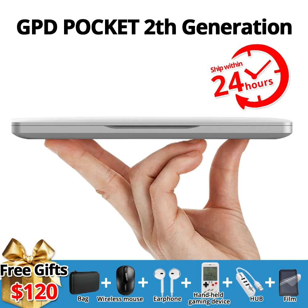 GPD Карманный 2 pocket2 7 дюймов алюминиевый корпус Мини портативный ноутбук UMPC Windows 10 система Процессор Core m3-8100Y 8 ГБ/128 ГБ