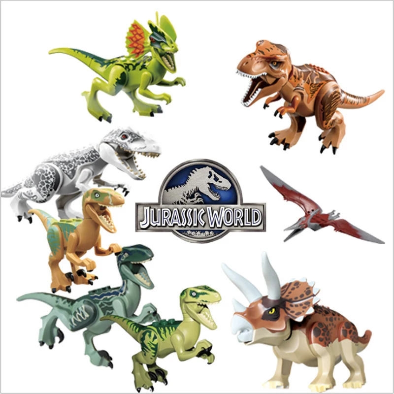 Jurassic Single Sale Dinosaurs park Pterosauria Triceratops Indomirus T Rex World Figures legoing Bricks font b