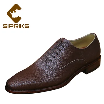 

Sipriks Luxury Brand Mens Sewing Welted Shoes Formal Evening Shoes Boss Classic Oxford Dress Shoes Tan Leather Female Oxfords