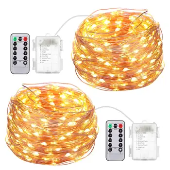 

AMIR 2PCS 50 Led Fairy String Light Remote Control Waterproof Outdoor Light String Garden Wedding Christmas Decoration