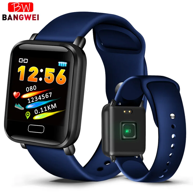 LIGE фитнес-браслет женские IP67 водонепроницаемые часы Шагомер монитор сердечного ритма для Android ios спортивные Смарт-часы мужские+ коробка - Цвет: blue