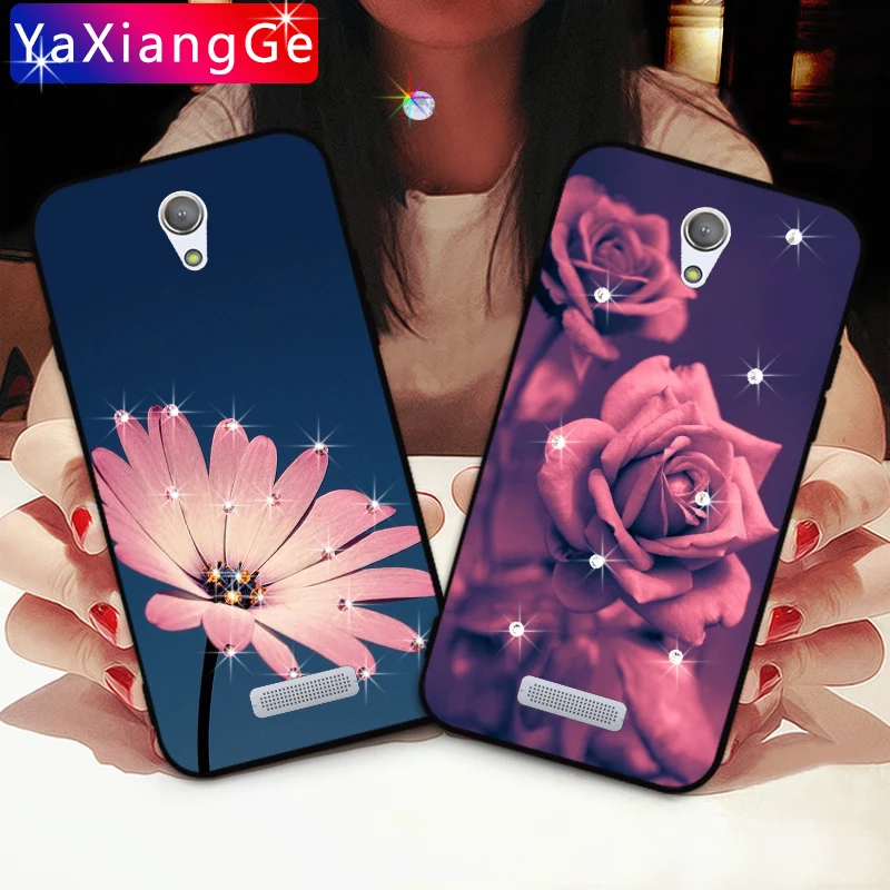 

Flower Rose Diamond Cases For Gionee S5.1 Fly IQ4516 Soft TPU Rhinestone back Cover For Highscreen Tasty / Power Five (5) Pro
