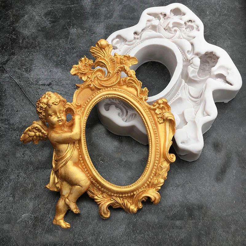 

Angel Wings Photo Frame Design Fondant Cake Silicone Mold DIY Aroma Gypsum Plaster Mould Chocolate Mould Clay Chocolate Molds
