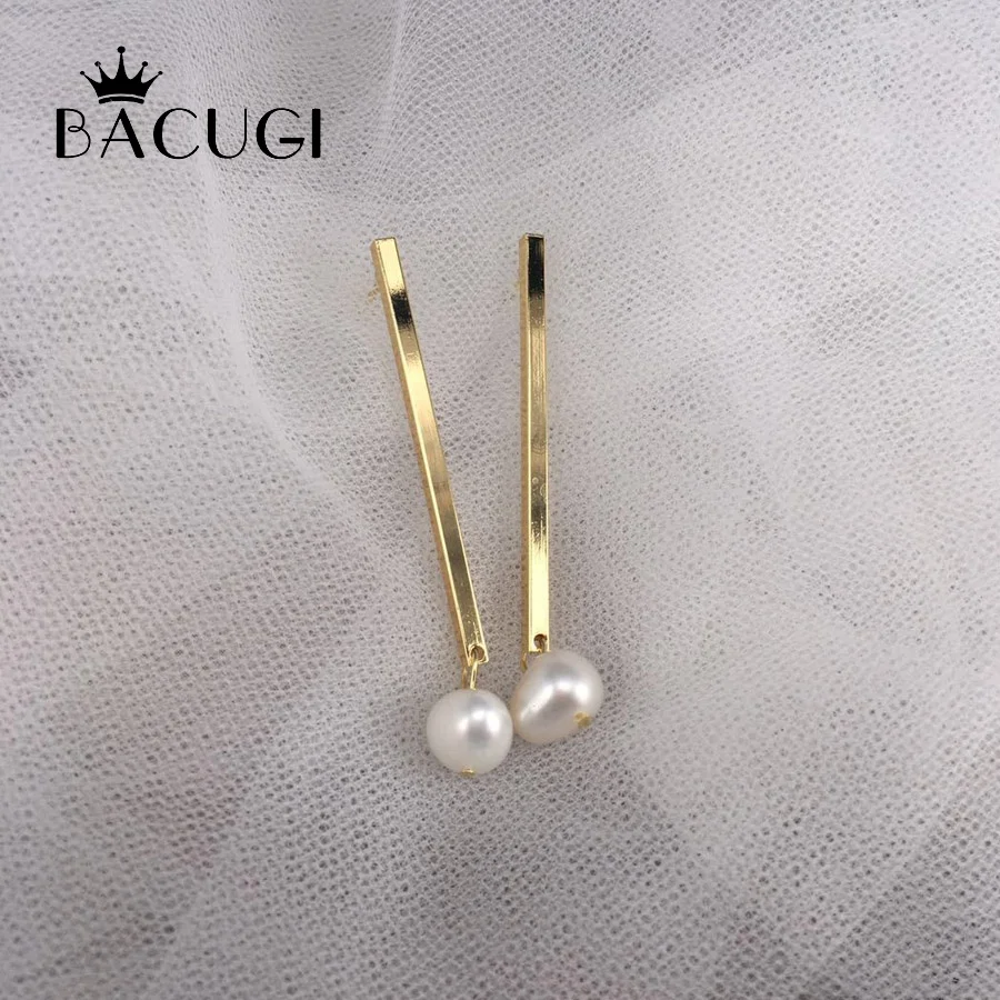 

New Design 14KGF Irregular Natural Freshwater Pearl Long Drop Earrings for Women Girl Gift