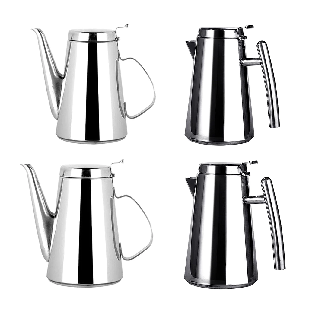 Stainless Steel Cold Water Juice Coffee Pot Teapot Jug for Kitchen Dining Teapots Water Kettle 1.2L 1.7L Silver 