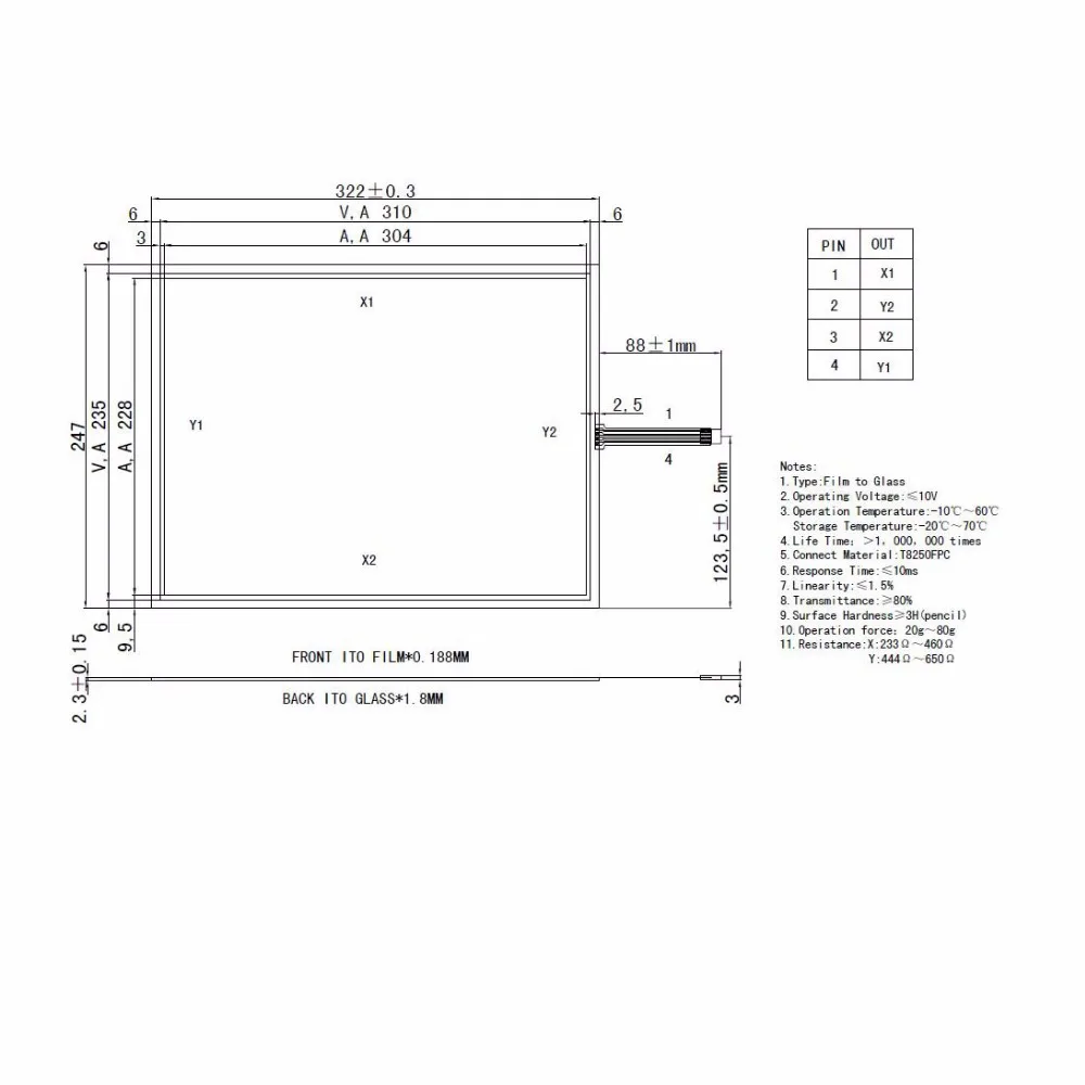 

ZhiYuSun 4151023 322mm*247mm 15.1Inch Touch Screen 4 wire resistive USB touch panel overlay 322*247