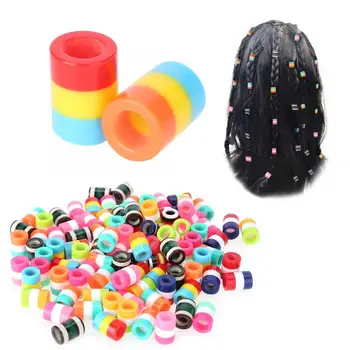 

100pcs Colorful Resin Hair Braid Beads Rings Cuff Hair Extension Beauty Decoration Tools Accessories Hair Jewelry For Braids