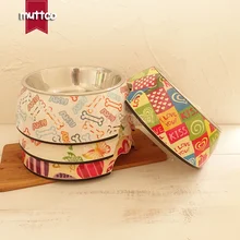 72 шт./партия, размер S, питомец, вода, съемная, двойная противоскользящая меламиновая нержавеющая сталь, красивая печать, миска для собак