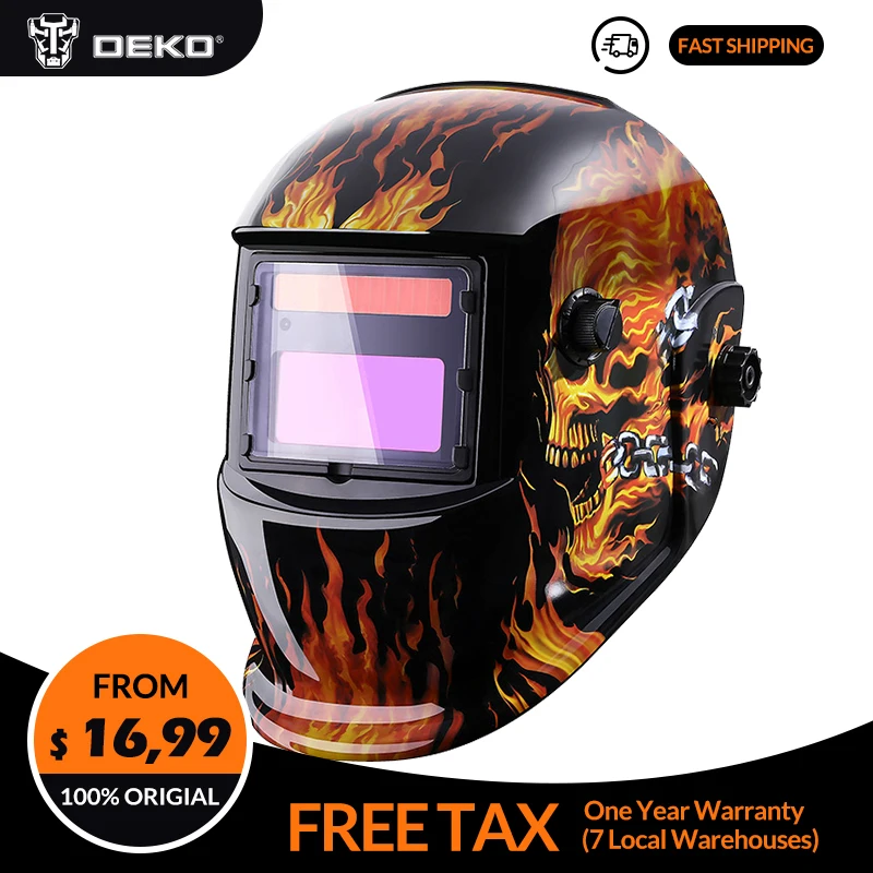 

DEKO MZ Skull Solar Auto Darkening Adjustable Range 4/9-13 MIG MMA Electric Welding Mask/Welding/Helmet Lens for Welding Machine