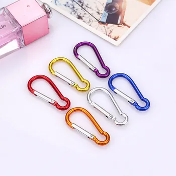 Kaufen 10PCS Aluminium Legierung Karabiner Keychain Haken Frühling Snap Clip Haken Schnalle Für Reise Hund Schüssel Klettern Camping Wandern Gerät