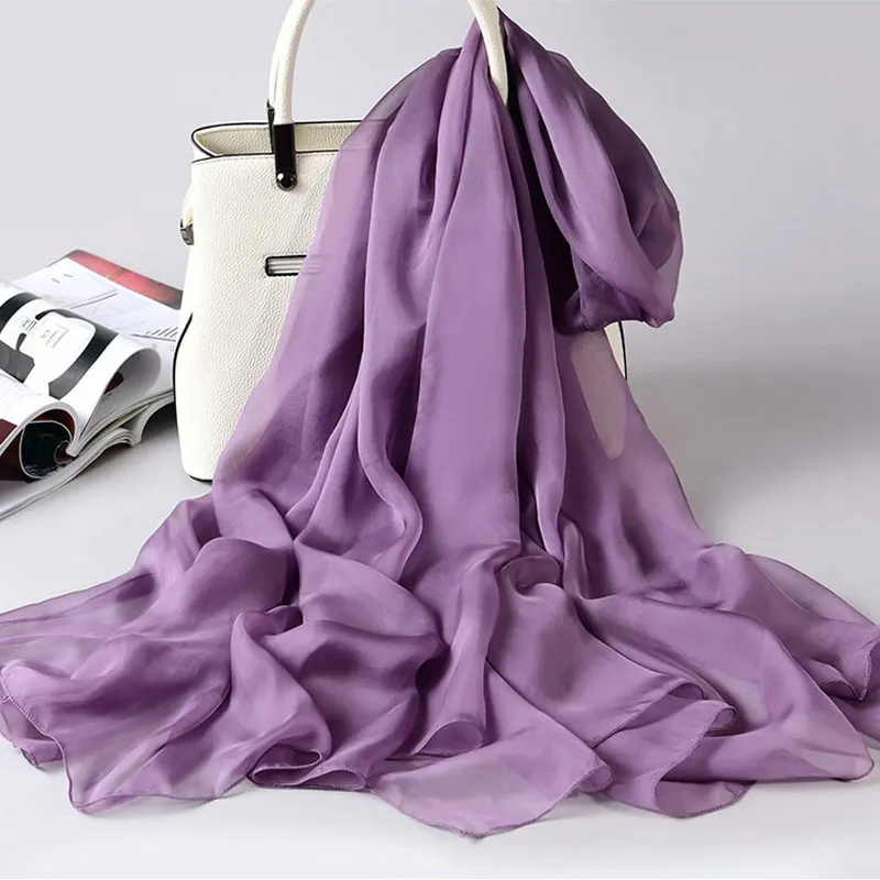 2018 Luxury Brand Silk Scarf Women 100% Pure Silk Shawl...