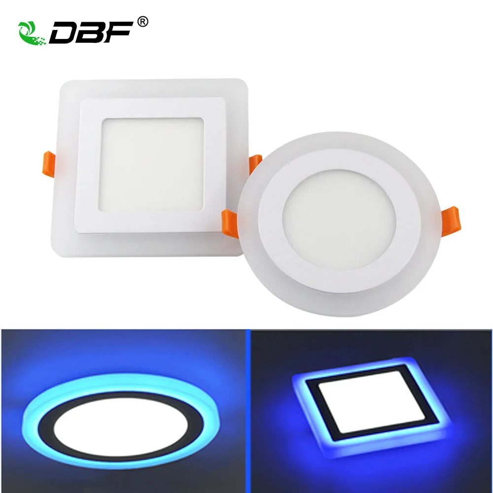 [Dbf] dimmable Панель светильник 6 Вт 9 Вт 16 Вт 3 модели led Панель свет двойной Цвет белый + синий Потолочные встраиваемые лампы Освещение в помещении