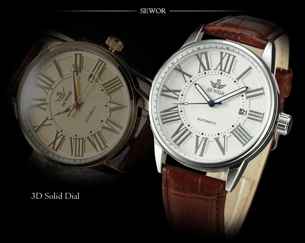 2016 new fashion SEWOR brand design business calendar clock men male automatic mechanical self wind leather wrist dress watch 72 2016 new fashion SEWOR brand design business calendar clock men male automatic mechanical self wind leather wrist dress watch
