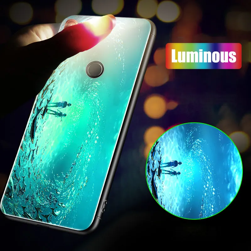 Bfollow светящийся чехол для huawei Nova 3/3i/3E/2 S блестящий из закаленного Стекло Прочный