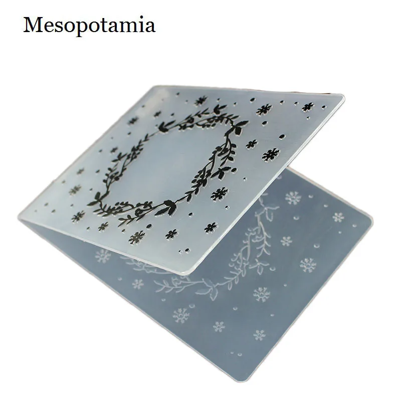 

DIY Scrapbooking Wreath Snow Relief Bump Embossing File Templates Card Plastic Template Garden Crafts Sewing Embossing Folders